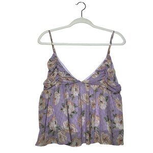Sage The Label Viola Floral Cami Top Size Large Purple Spring New